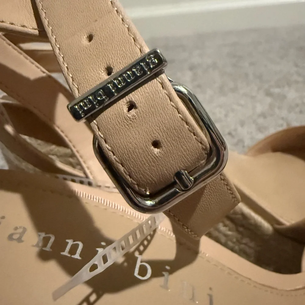 Gianni Bini Tan Wedge Leather Espadrilles with Ankle Straps - Picture 7 of 8